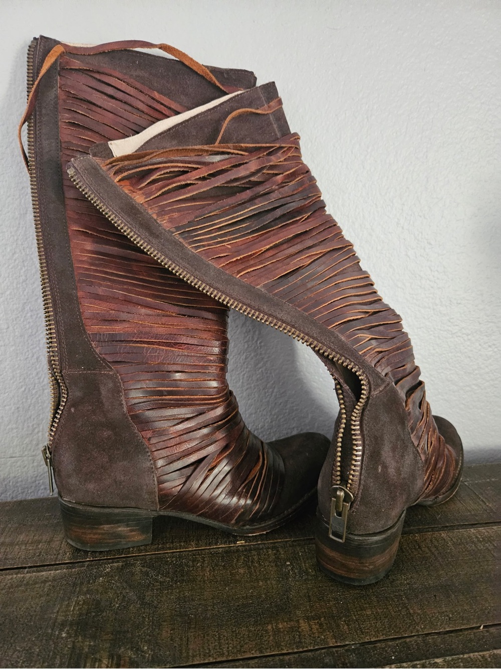 FREEBIRD Brown Leather Women's Mid-Calf Boots